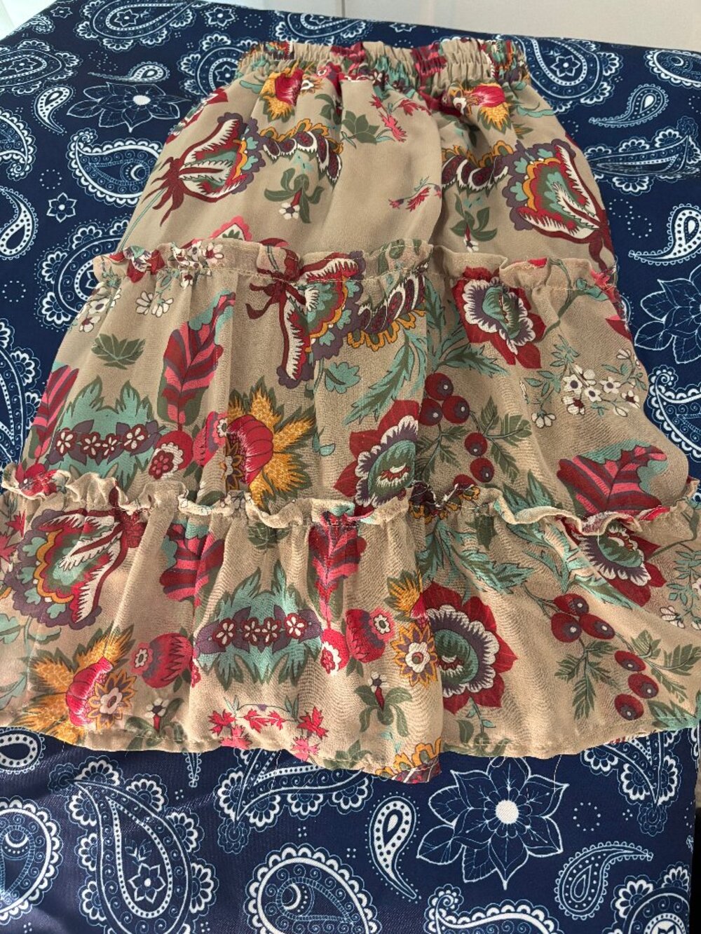 fall colors floral tiered flouncy skirt Anthropologie label